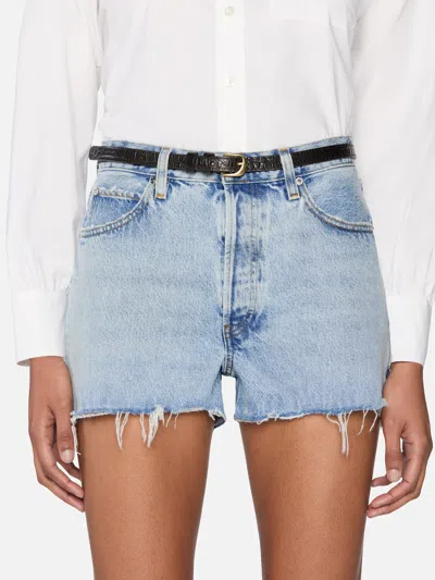 Frame The Dare High Waist Denim Cutoff Shorts In Blue
