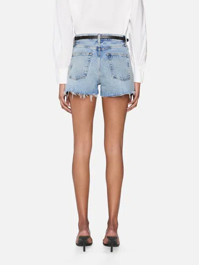 Frame The Dare High Waist Denim Cutoff Shorts In Blue