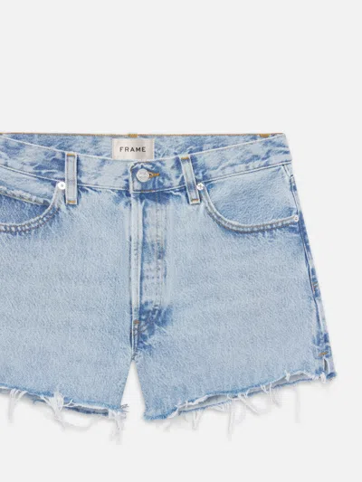 Frame The Dare High Waist Denim Cutoff Shorts In Blue