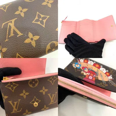 Pre-owned Louis Vuitton Monogram Brown Rose Ballerine Monogram Wallet (tri-fold) () In Brown, Rose Ballerine