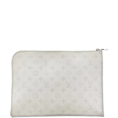 Pre-owned Louis Vuitton Monogram Eclipse Black Monogram Eclipse White Pvc Leather Clutch Bag Pochette (pre-own In Black, Monogram Eclipse, White