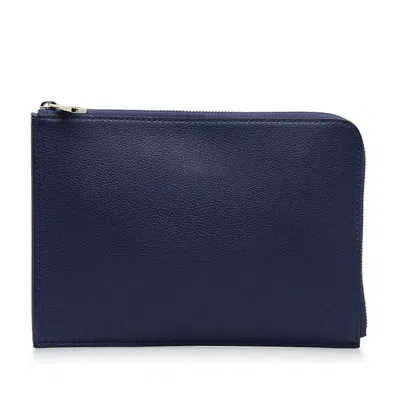 Pre-owned Louis Vuitton Navy Leather Clutch Bag ()