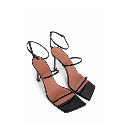 Amina Muaddi Black Patent Calf Leather Maya Sandals