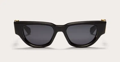 Valentino Logo-plaque Sunglasses In Black, Rose Gold