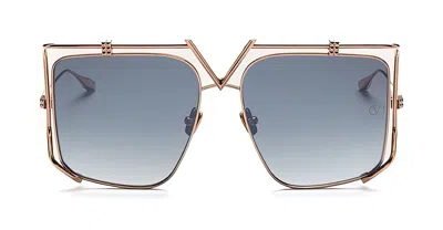 Valentino V-light Blue Titanium Square Sunglasses In Pink