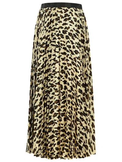 Sacai Asymmetrical Leopard Print Skirt With Adjustable Belt In Beige