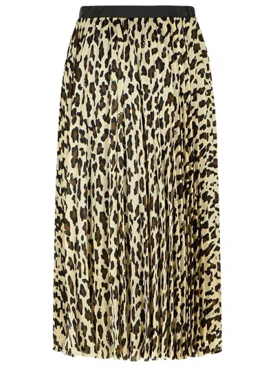 Sacai Asymmetrical Leopard Print Skirt With Adjustable Belt In Beige