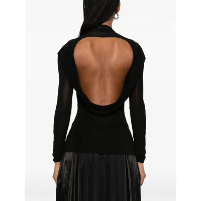 Jean Paul Gaultier Light Jersey Backless Top With Covered Cup Detail In Black