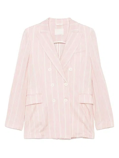 Shop Circolo 1901 Poudre Pink Double-breasted Blazer In Beige