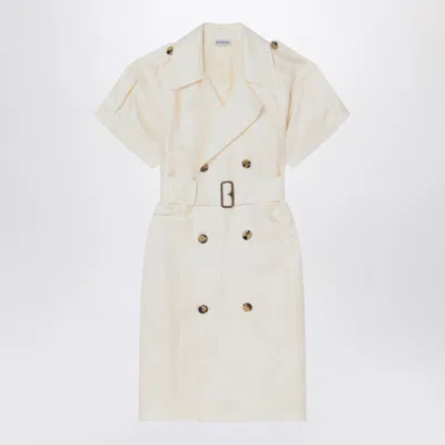 Burberry Trench Dress Viscose Belted Double-breasted Epaulettes In Neutral
