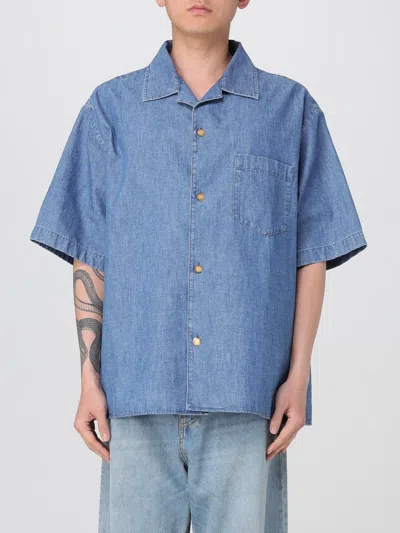 Valentino Denim Shirt Chest Pocket In Blue