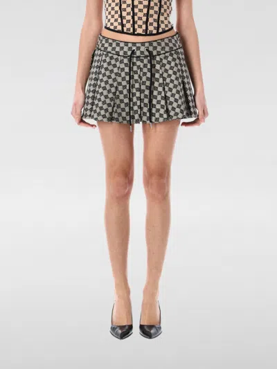 Misbhv Gray Monogram Jacquard Canvas Miniskirt In Gray