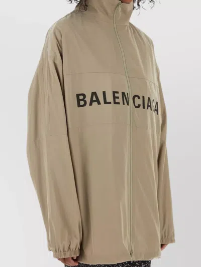 Balenciaga Elastic Cuffs Micro Faille Windbreaker In Brown
