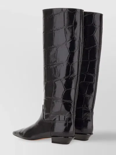 Paris Texas Crocodile-effect Knee-high Boots With Sleek Silhouette And Pointed Toe