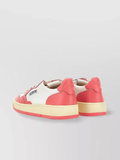 Autry Pink And White 'medalist' Low Top Sneakers In Cow Leather