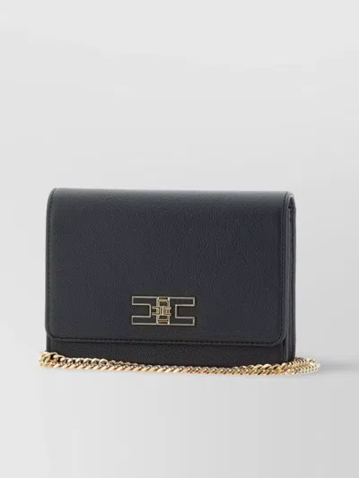 Elisabetta Franchi Borsa A Tracolla Nera Piccola Con Placca Logo