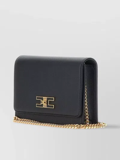 Elisabetta Franchi Borsa A Tracolla Nera Piccola Con Placca Logo