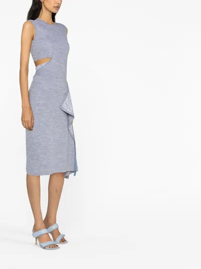 Fendi Sleeveless Wool Top With Unique Cut-out Detail In Gray