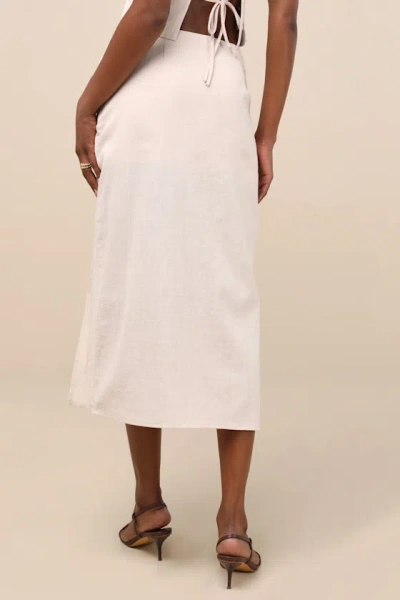 Lulus Aubin Light Beige Column Wrap Midi Skirt In Beige