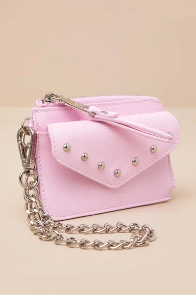 Steve Madden Bloom Pink Wallet And Flower Mirror Charm Set In Pink