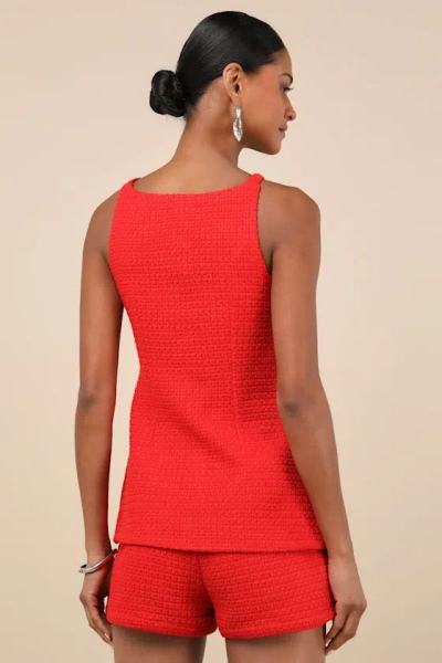 Lulus Mariette Red Knit Button-front Vest Top In Red