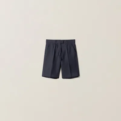 Miu Miu Panama Cotton Bermudas In Navy