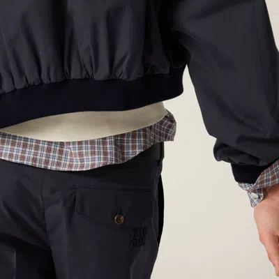 Miu Miu Panama Cotton Bermudas In Navy