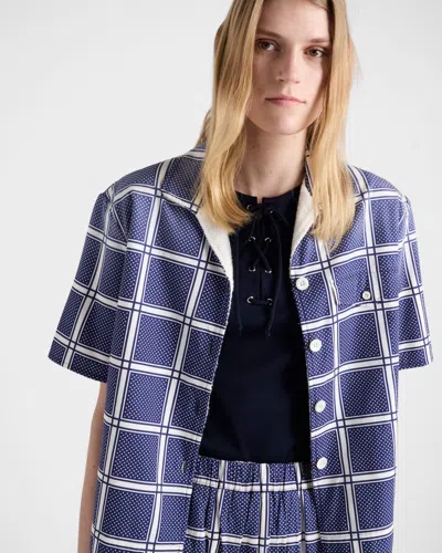 Prada Lace-up Detail Tank Top In Blue