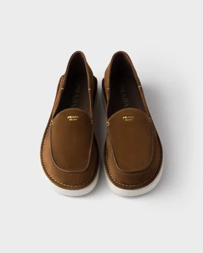 Prada Suede Slip-ons In Kakaobraun