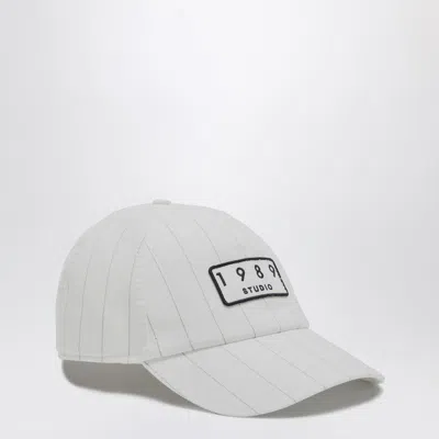 1989 Studio Striped Logo-patch Cotton Cap In White