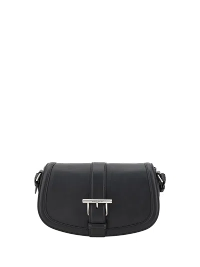 Alexander Mcqueen Mini T-bar Leather Shoulder Bag In Black