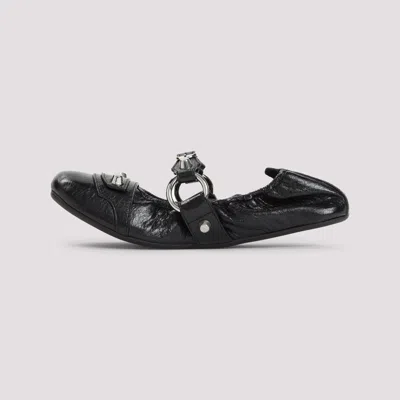 Balenciaga City Nappa Leather Ballet Flats In Black