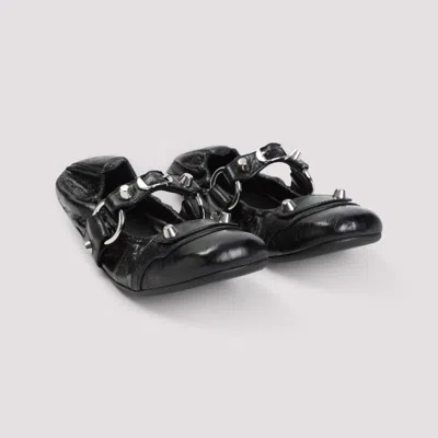 Balenciaga City Nappa Leather Ballet Flats In Black