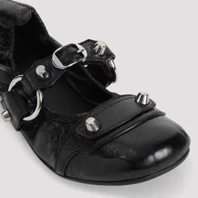 Balenciaga City Nappa Leather Ballet Flats In Black