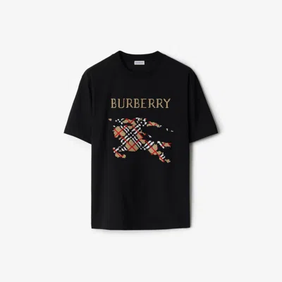Burberry Cross Stitch Logo Cotton T-shirt In Black