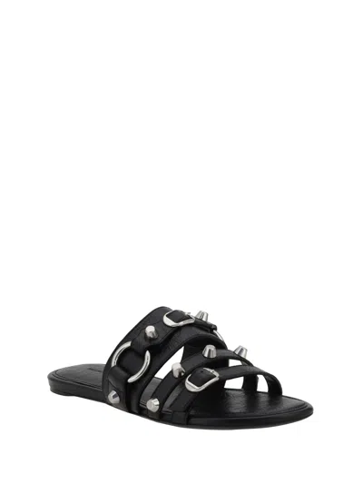 Balenciaga City Flat Sandals In Black
