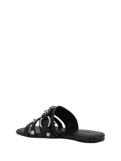 Balenciaga City Flat Sandals In Black
