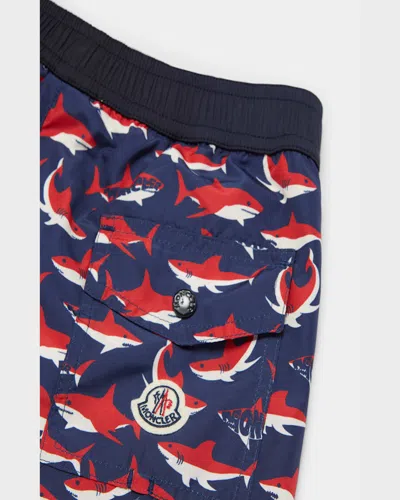 Moncler Short De Bain À Imprimé Requin In Blue