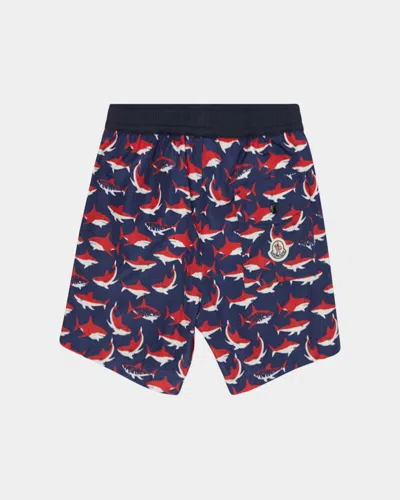 Moncler Short De Bain À Imprimé Requin In Blue