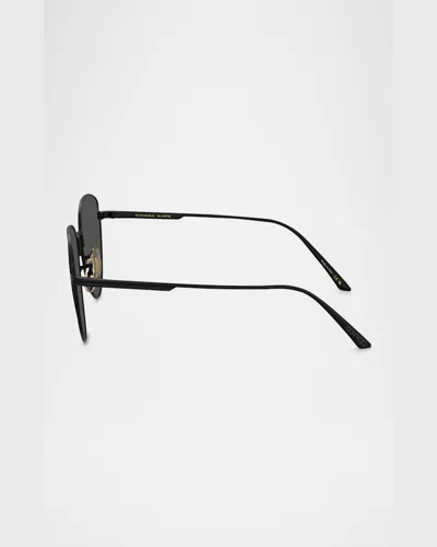 Khaite 1991c Steel Aviator Sunglasses In Matte Black