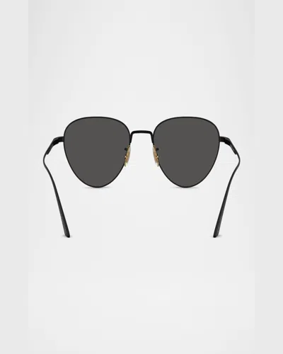 Khaite 1991c Steel Aviator Sunglasses In Matte Black