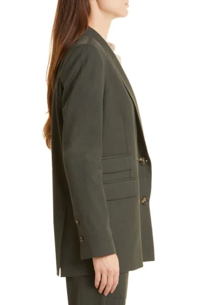 Twp Oversize Double Breasted Stretch Wool Blazer In Military