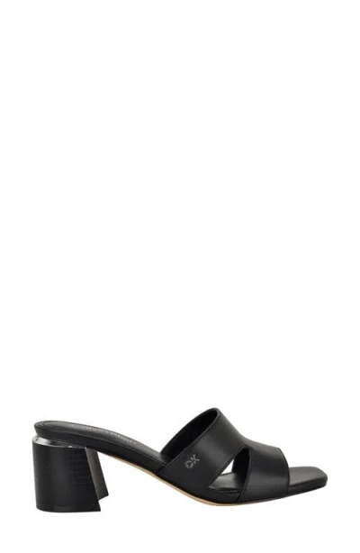 Calvin Klein Valery Block Heel Slide Sandal In Black