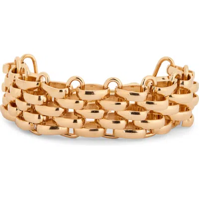 Cz By Kenneth Jay Lane Mesh Chain Bracelet In Polished Gold