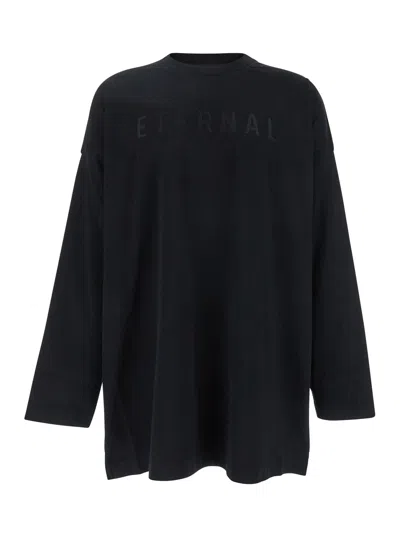 Fear Of God Black T-shirt With Eternal Print On The Front And Logo Patch On The Back In Black