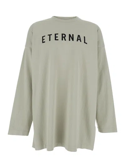 Fear Of God Grey T-shirt With Eternal Print On The Front And Logo Patch On The Back In Gray