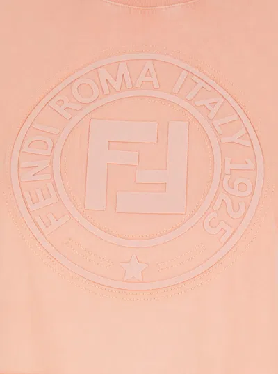 Fendi Women Pink T-shirt With Cropped Design And Raised Logo On The Front In Cotton Woman