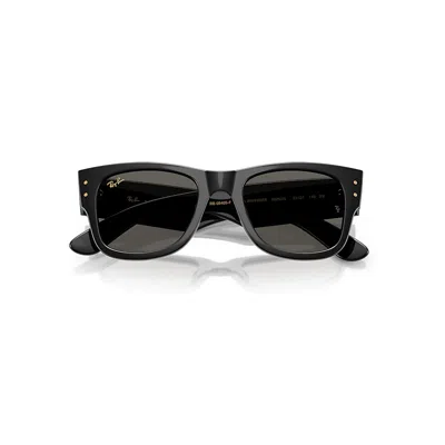 Ray Ban Mega Wayfarer Blacked Out Collection Sunglasses Black Frame Grey Lenses 52-21 In Black