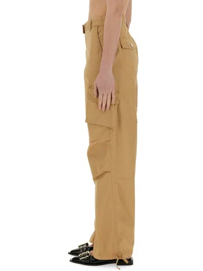 Ganni Cargo Pants In Cotton Twill In Cream