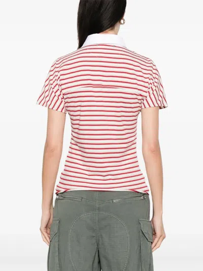 Golden Goose Natalia Slim Fit Striped Cotton Polo Shirt In White